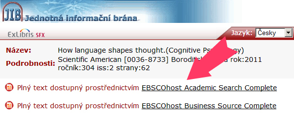 SFX Link Resolver / Cesta k plnému textu SFX Link Resolver / Cesta k plnému textu