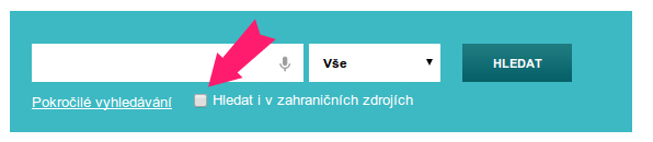 Zaškrtněte "Hledat i v centrálním indexu" Zaškrtněte "Hledat i v centrálním indexu"